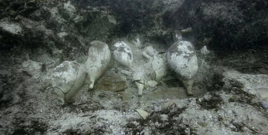 амфоры, корабль, дно, вода, фото