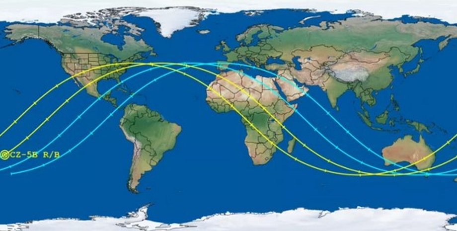 Чанчжэн 5B, китайская ракета, траектория