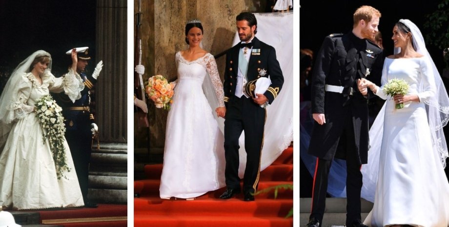 королівські весілля, принцеса Діана, Меган Маркл, принц Гаррі, колаж