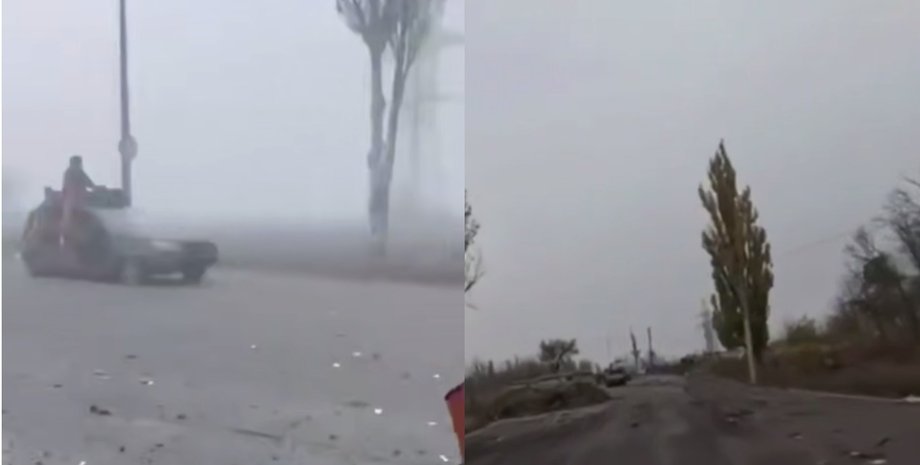 Россияне на легкой автомобильной технике заходят в Покровск Покровск