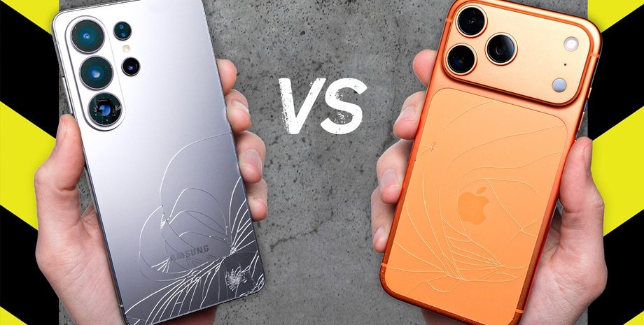 iPhone 17 Pro Max против Samsung Galaxy S26 Ultra дроп-тест видео смартфоны