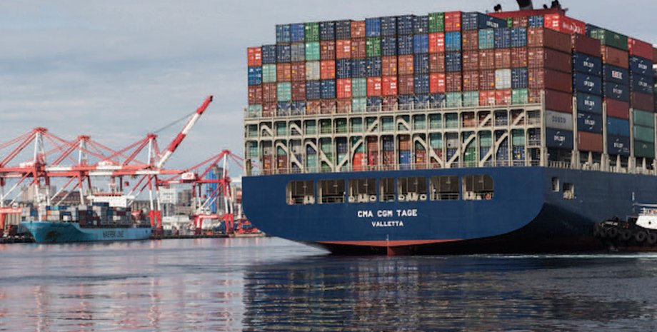 торговое судно, контейнеровоз, порт, морской порт, канадский порт