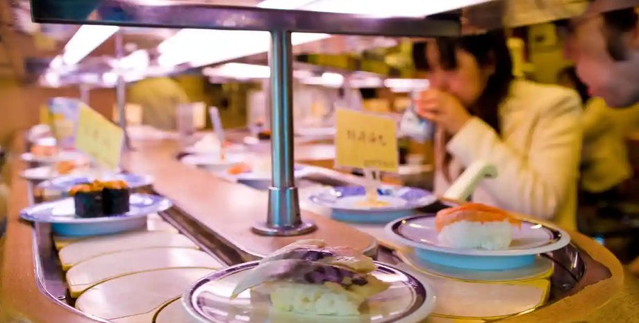 Ресторан, суші, Японія, дівчина, їжа, прилавок