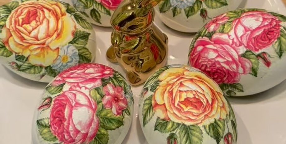 яйца, окрашивание яиц, декупаж, пасхальные яйца