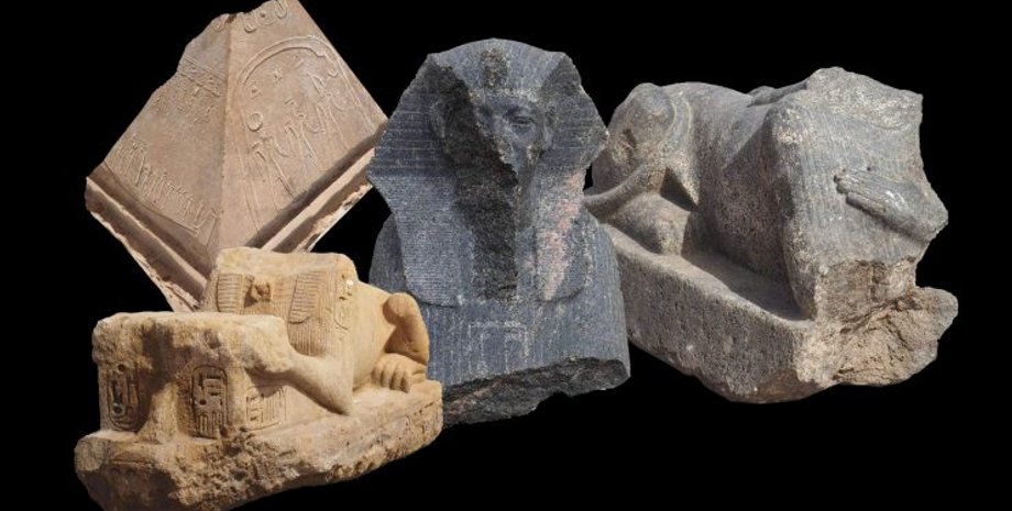 артефакты, блоки, статуи, черный фон, фото