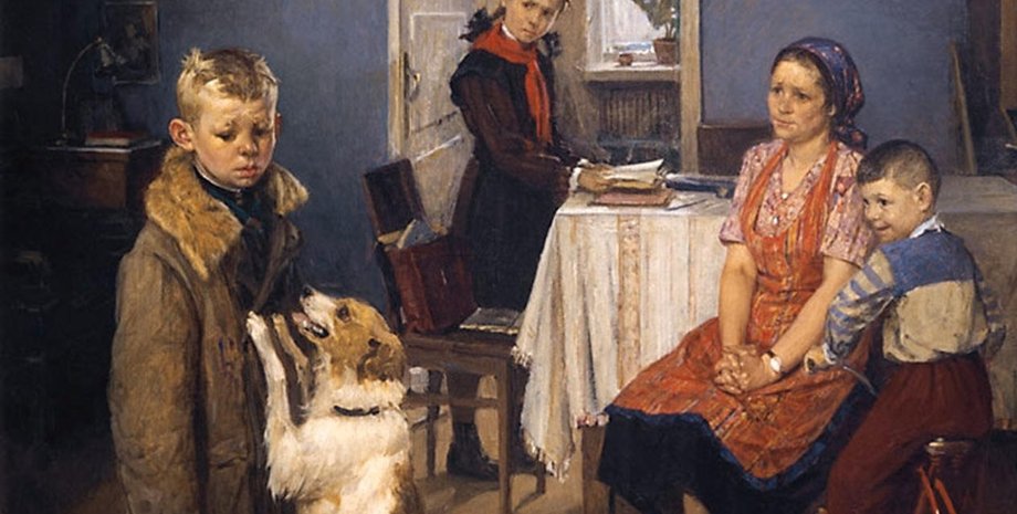 Фрагмент картины Федора Решетникова "Опять двойка"