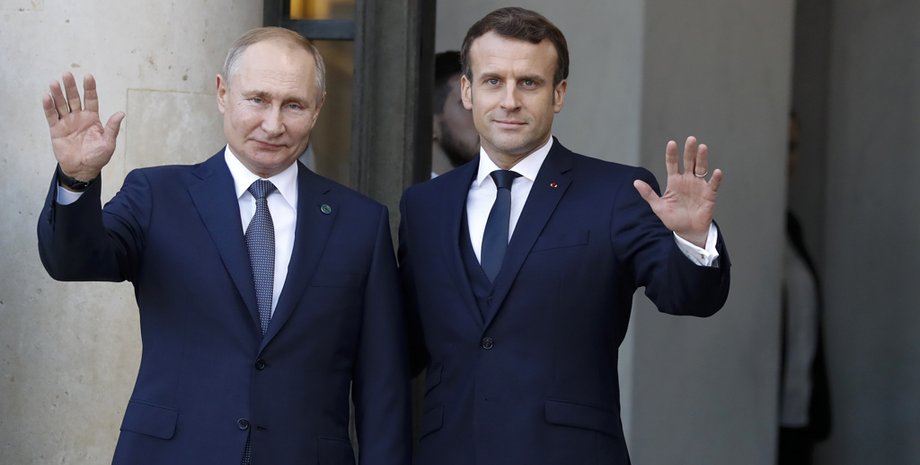Володимир Путін та Емманюель Макрон, переговори