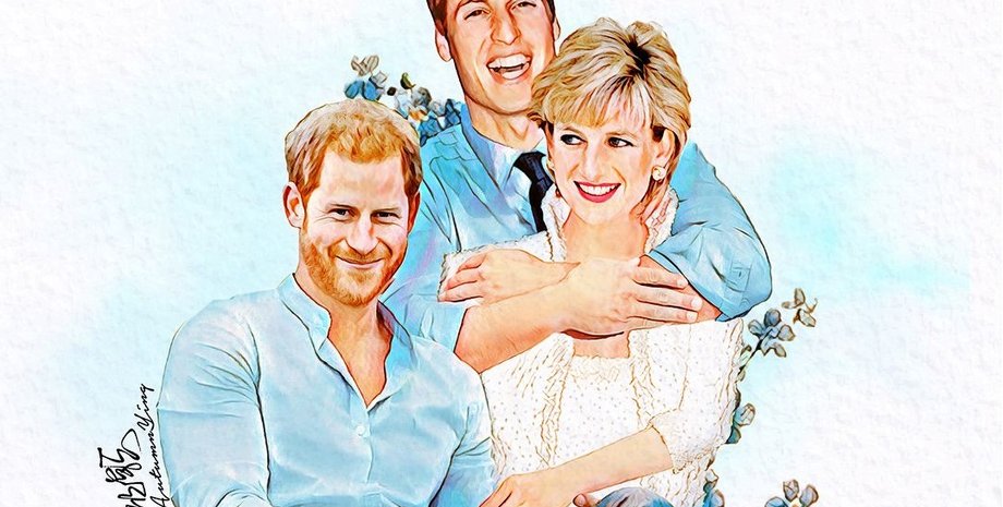 принц гарри, принц уильям, принцесса диана