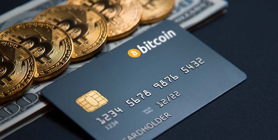 банківська карта, біткоіни, криптовалюта, монети