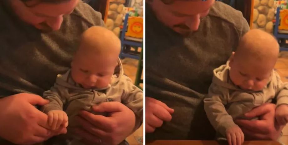 Жест новонародженого малюка на відео викликав захват у батьків, що продемонструвала дитина