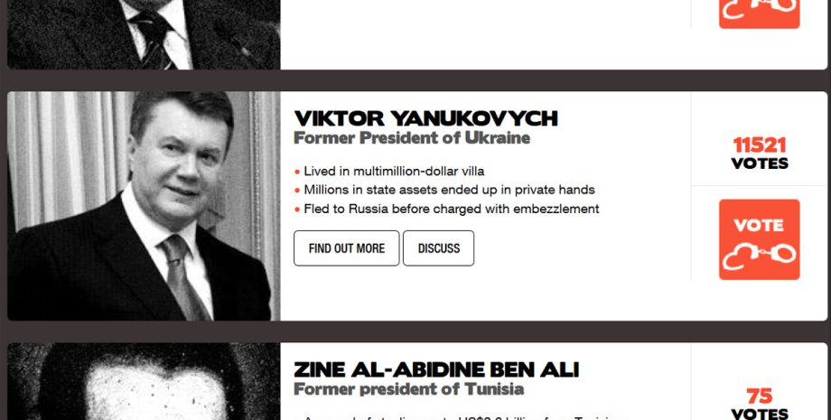 Скриншот с сайта Unmask the corrupt
