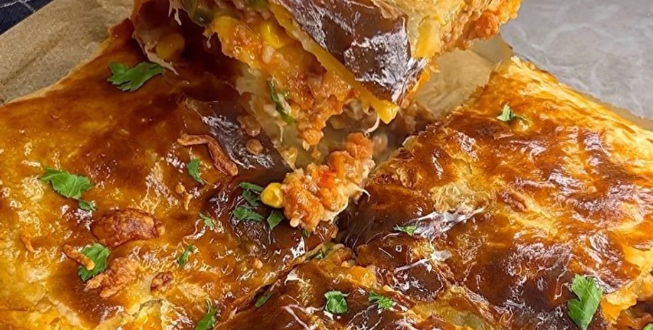 пирог с мясом, мексиканский пирог, еда