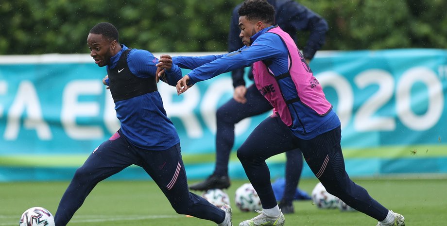 Рахим Стерлинг, Рис Джеймс, сборная Англии, тренировка, Евро-2020