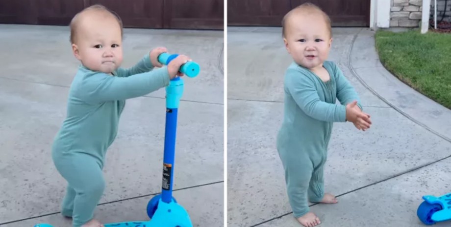 17-месячный ребенок может кататься на самокате 17-месячный ребенок может самостоятельно кататься на самокате и распознает несколько языков