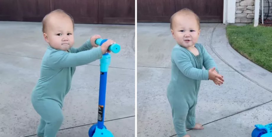 17-месячный ребенок может самостоятельно кататься на самокате и распознает несколько языков