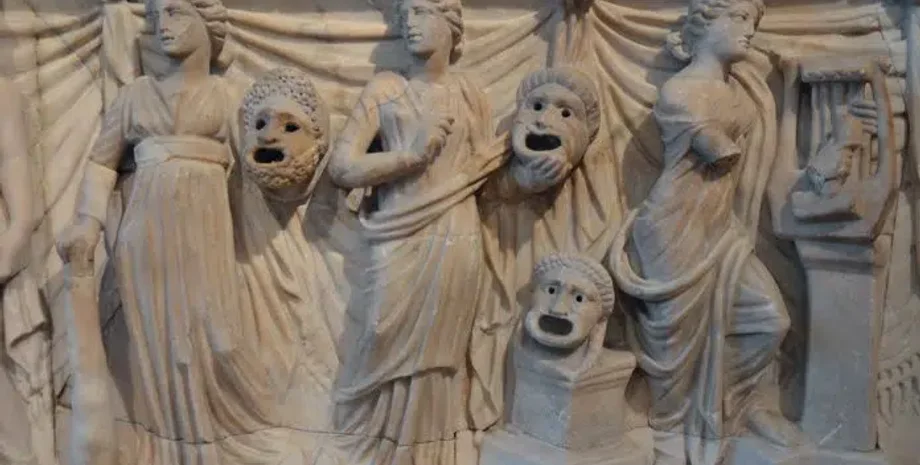 Древняя Греция, театр, история, маска, Дионис, Вакх, имя, безумие, глина, фестиваль, спектакль, инструмент, актер, роль, артефакт