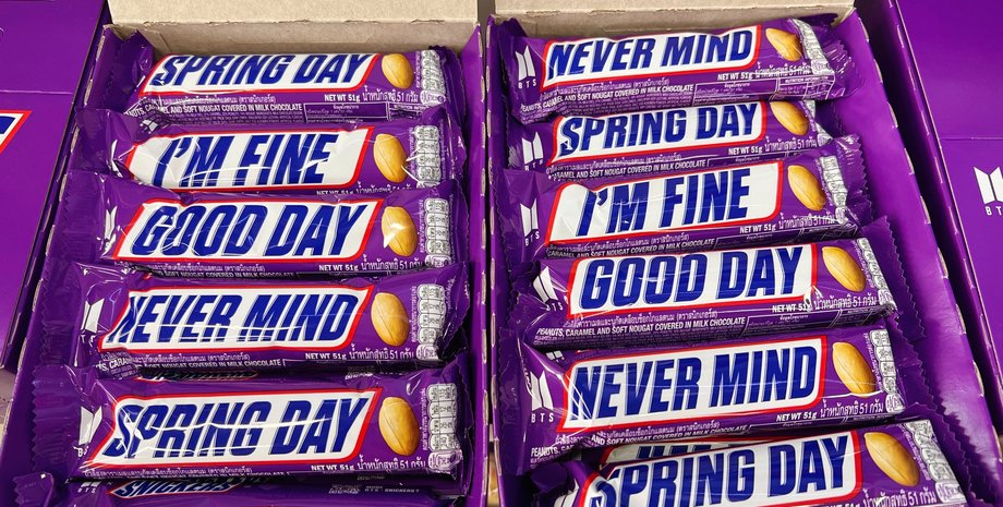 Snickers BTS, сникерс тайвань, Snickers тайвань, Snickers китай