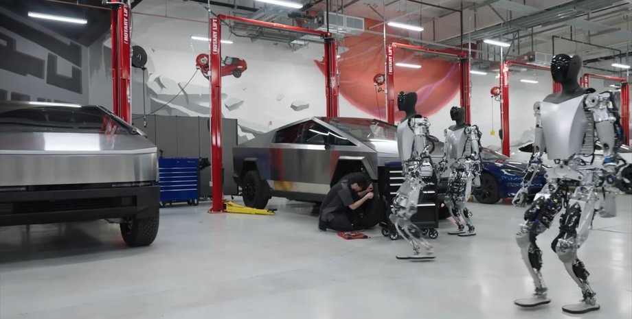 Гуманоидные роботы на заводе Tesla