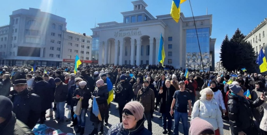 Херсон, демонстрация, оккупанты, Украина, протест