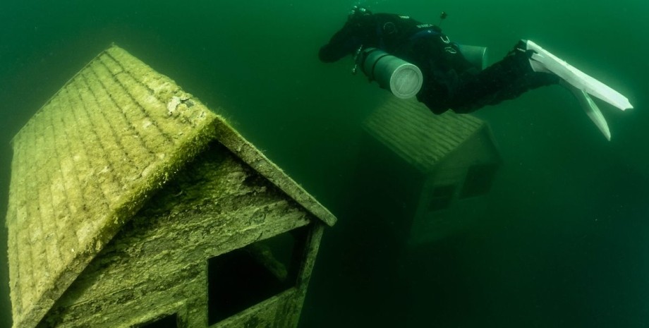 подводная деревня, озеро в германии, самое чистое озеро германии