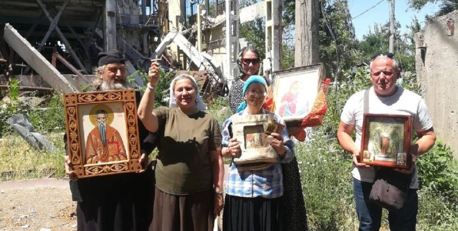 Крестный ход Азовсталь верующие РПЦ Мариуполь оккупанты