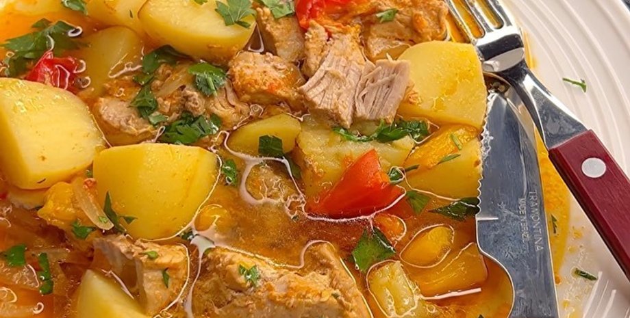 картошка с мясом, блюдо, еда