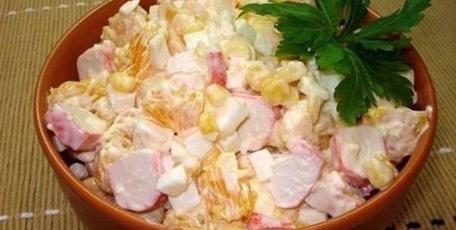 салат с крабовыми палочками, салат рецепт