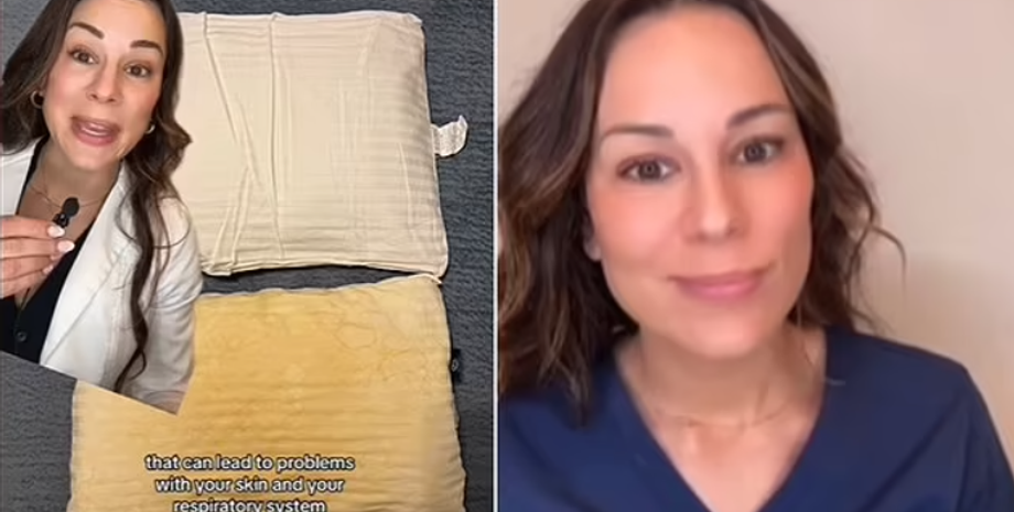 Подушка з жовтими плямами від слини, ризики для здоров’я, небезпека сну на брудних подушках, пояснення лікарки