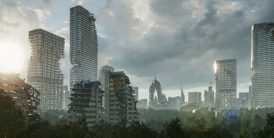 будущее, мрачное будущее, разрушенный город