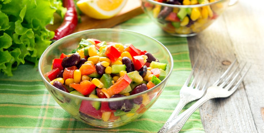 Мексиканский салат с кукурузой, вкусный салат, рецепт вкусного салата