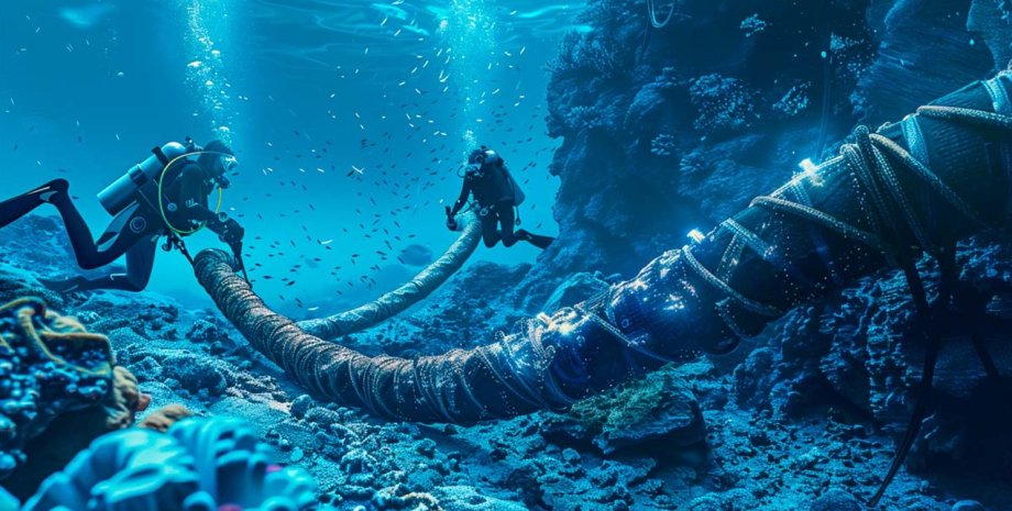 Кабель на дне моря Кабель, связь, морское дно, фото