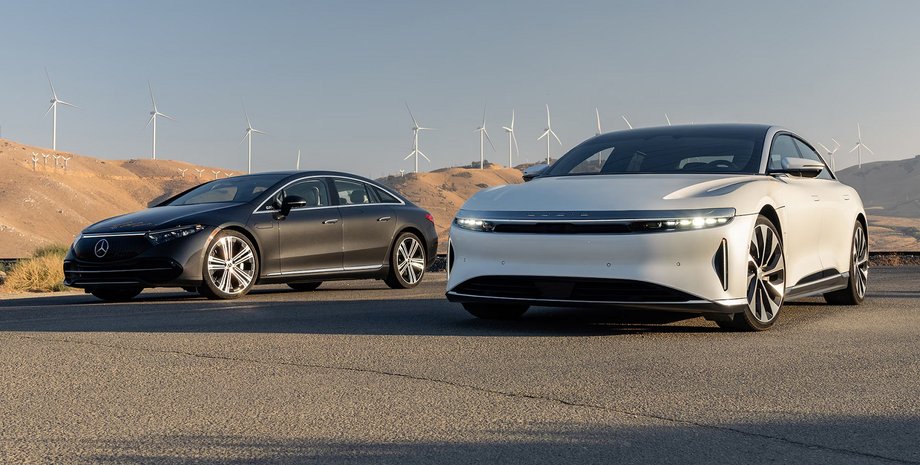 Lucid air mercedes eqs, запас ходу, запас ходу електромобілів, нові електромобілі