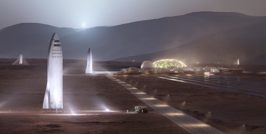 Марсианская колония в представлении художника. SpaceX