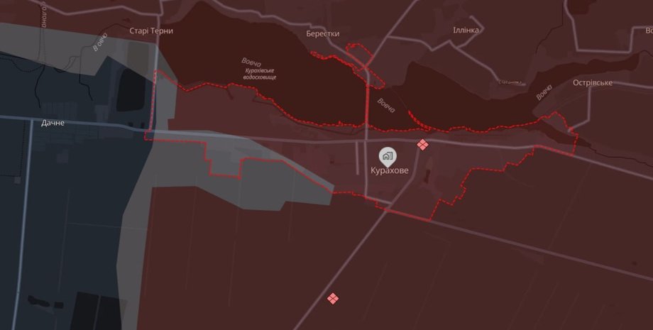 Курахово, донецкая область, карта, война в Украине