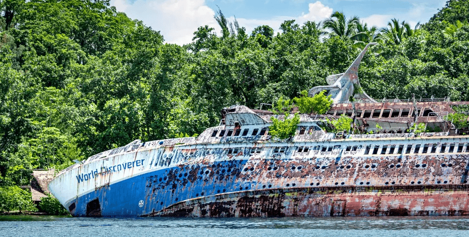 Заброшенный круизный лайнер, корабль, судно, корабль мечты, заброшенное судно, круизный лайнер сел на мель, MS World Discoverer