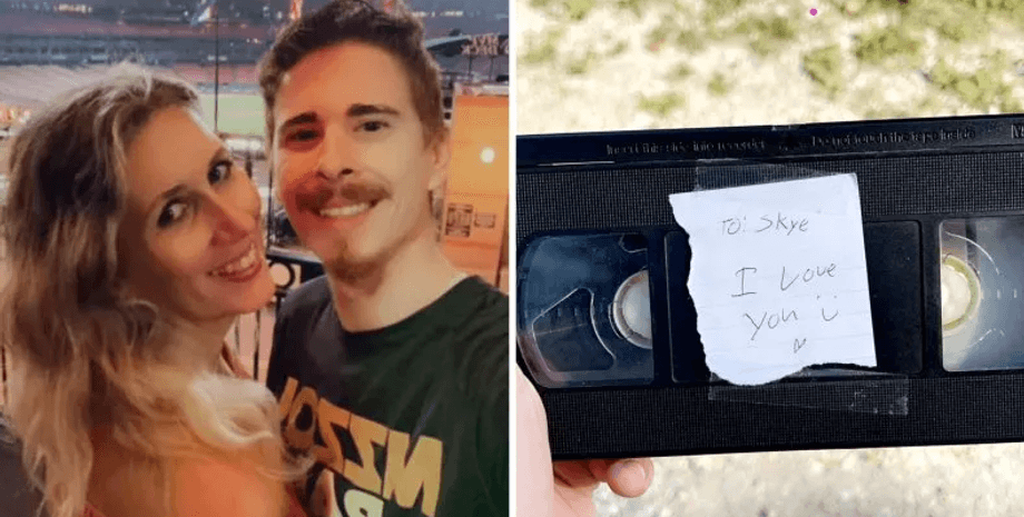 Подружжя знайшло відеокасету із запискою, стара відеокасета, відеомагнітофон, VHS, закохані, подружжя, чоловік і дружина, сімейна цінність