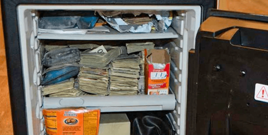 Наличка в холодильнике, доллары в холодильнике, кража денег, хищение из бюджета, государственные деньги, чиновник, доллары