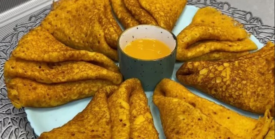 Тыквенные блинчики, блины, блины рецепт, блинчики рецепт, тыква рецепт