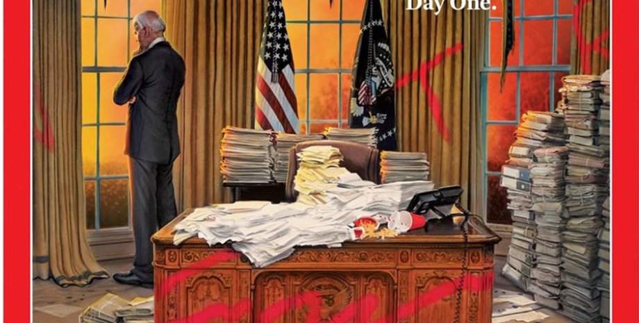 Time, обложка, овальный кабинет, джо байден, трамп