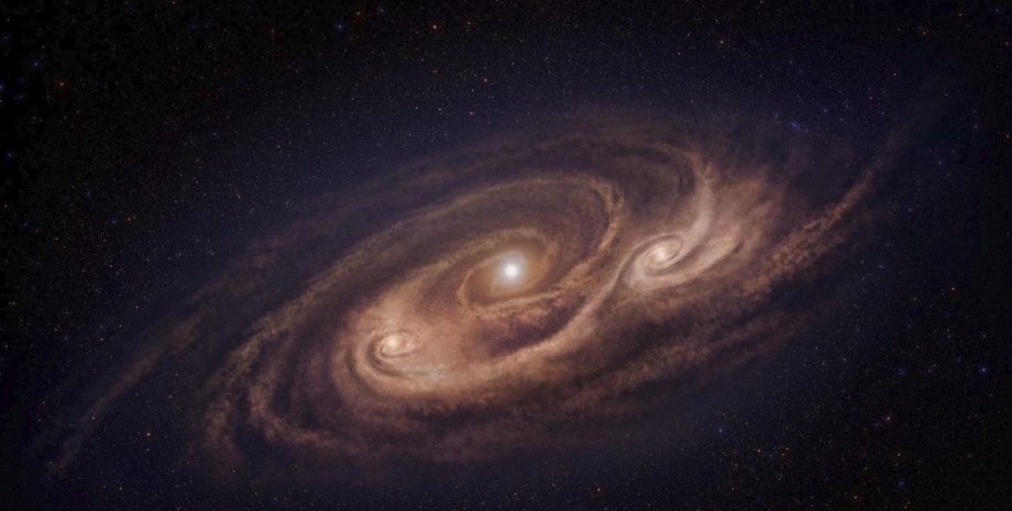 Галактика AzTEC-1 в представлении художника. Источник: Национальная астрономическая обсерватория Японии