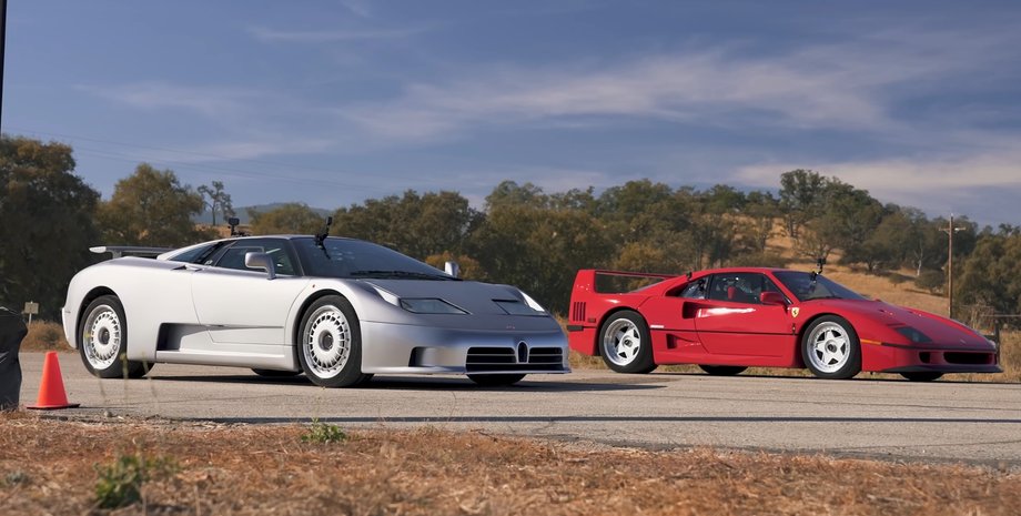 Bugatti, Bugatti EB110, Ferrari, Ferrari F40, Авто, Автомобили, Заезде, Гонки, Блогеры, Видео, Суперкары