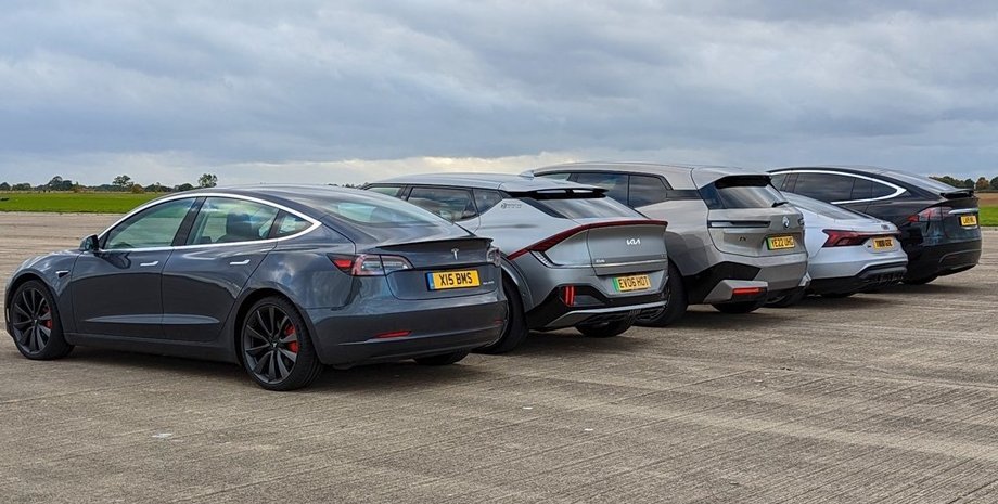 Электромобили, Tesla Model 3, Kia EV6 GT, BMW iX, Audi RS e-tron, Tesla Model X, Заезд, Видео, Авто, Автомобили