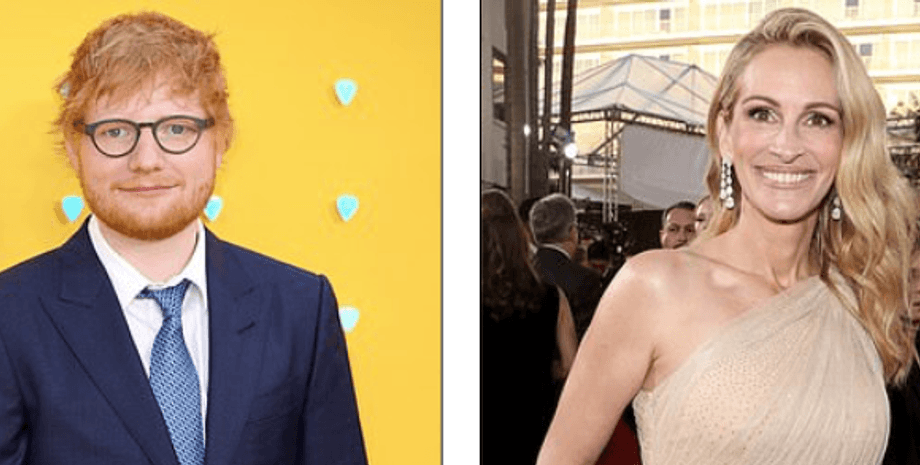 Эд Ширан и Джулия Робертс, коллаж, самоизоляция, отель, карантин, австралия