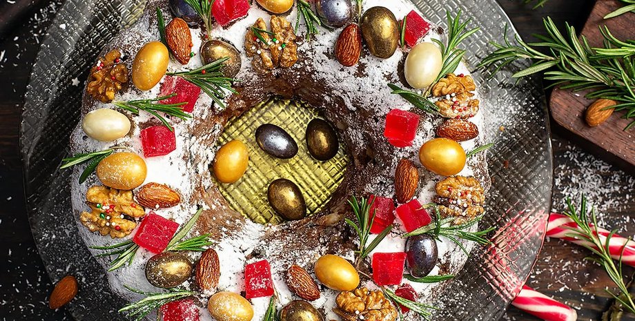 миндальный пирог, рождественскийф венок, праздничная выпечка,  что испечь на рождество