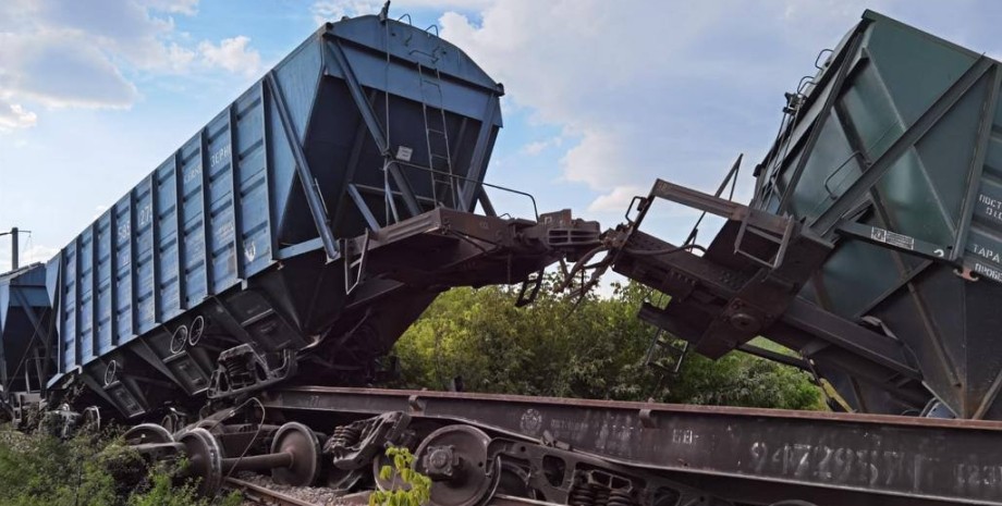 Катастрофа на залізниці в Румунії, українські зерновози зійшли з рейок, аварія поїзда в Румунії.