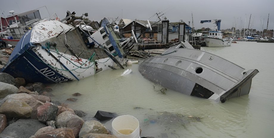 шторм, корабли, море, паводок