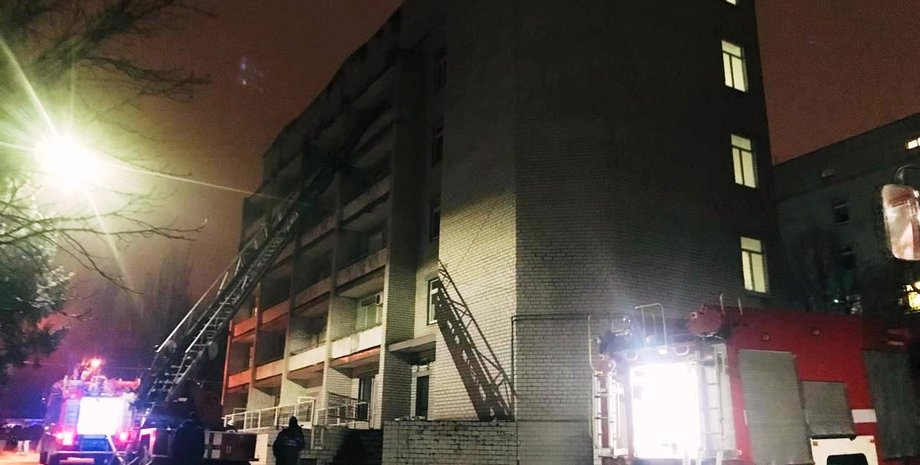 пожар, запорожье, больница, гсчс, пожарные