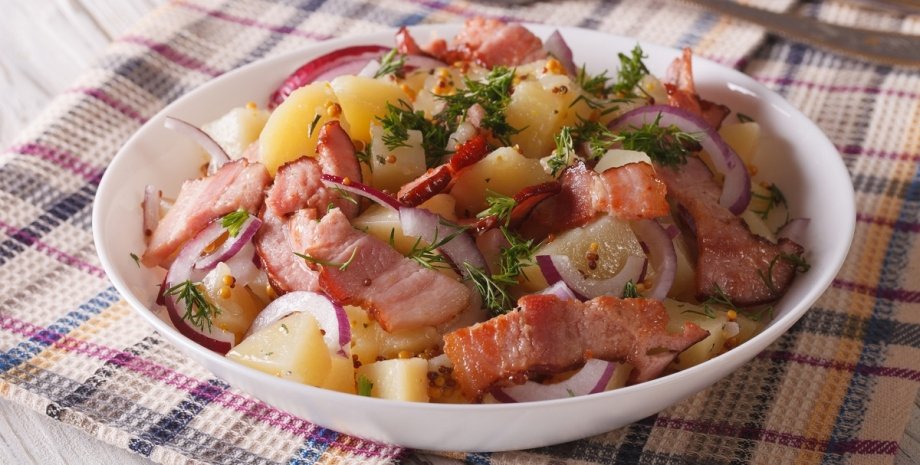 Немецкий картофельный салат, картофельный салат, немецкая кухня, вкусный салат