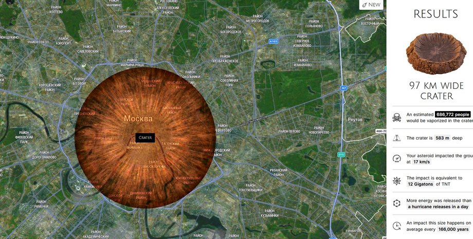 падіння астероїда на Москву