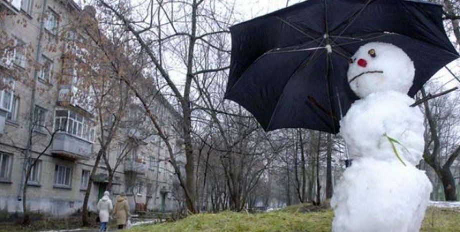 снеговик, теплая зима